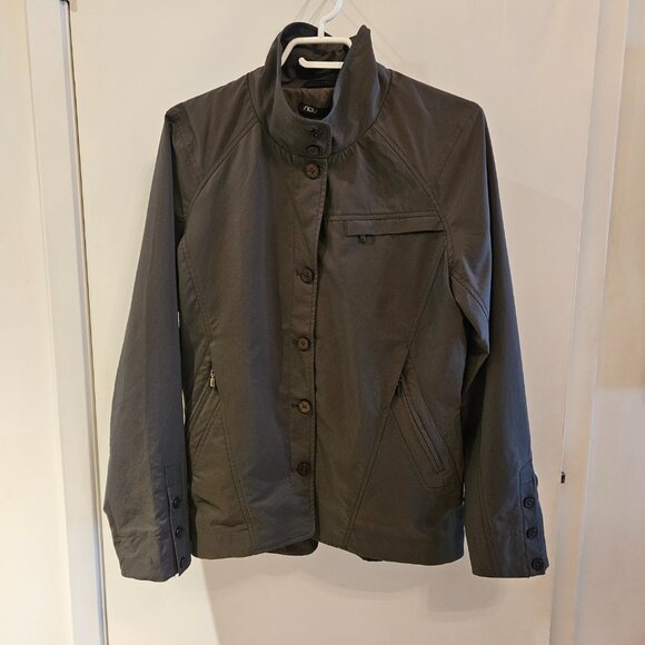 NAU khaki green lined jacket - Wear collar two ways - Mint - Sz M - Picture 2 of 8